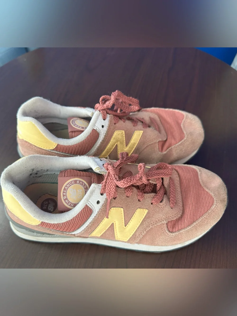 New Balance Women’s Sneakers in Dusty Pink and Yellow Accent